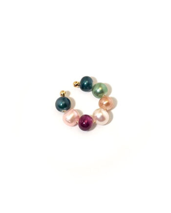 ørering   Cuff  Pearlswirlcuff Pastel 18 Karat Forgyldt Og Håndmalede Ferskvandsperler