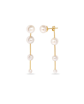 øreringesæt  Pearlfection Hvide Perler Og 18 Karat Sterling Sølv Tilbage På Lager