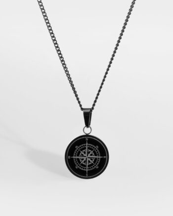 Compass Halskæde Sort 60 Cm Herre Northern Legacy