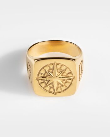 Compass Oversize Signature Guldtonet Ring Str    Herre Northern Legacy