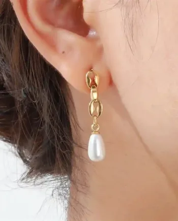 Elegant Link Pearl Drop   Forgyldt ørering Med Perle  Pr  Stk