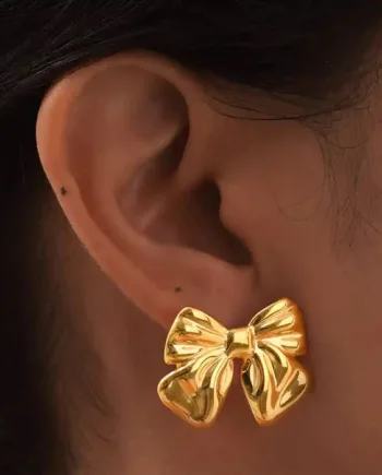 Golden Bow Glam ørestik   Forgyldt Statement Sløjfe  Pr  Stk