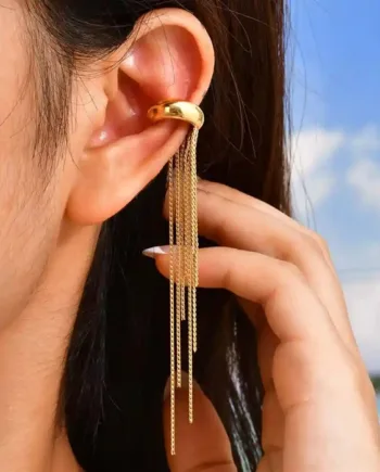 Golden Long Chain Ear Cuff øreclip   Forgyldt Kæde-statement    Stk