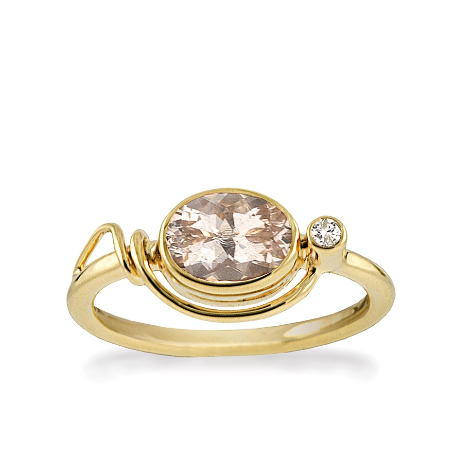 Guldring Med ædelsten Morganite Og Hvid Topas
