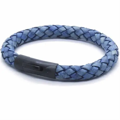 Quot Blue Strato Quot  Læderarmbånd