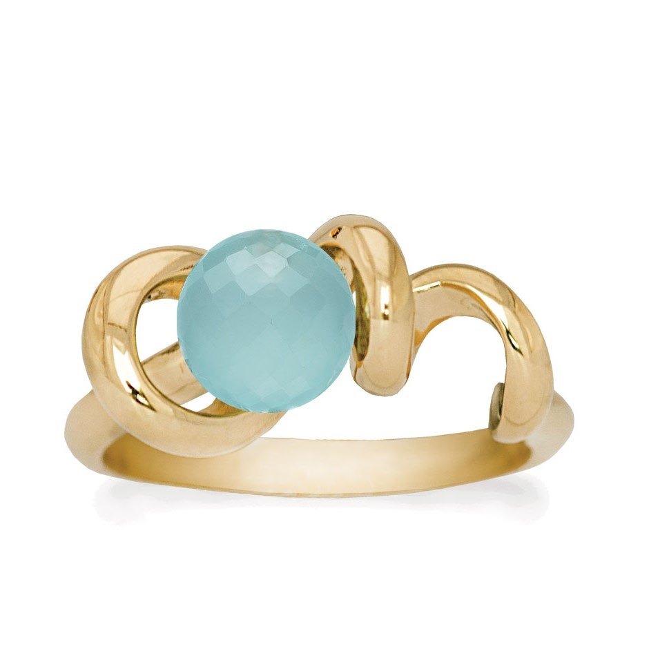 Rabinovich Forgyldt Ring Med Sten Calcedon Soft Line Størrelse 51