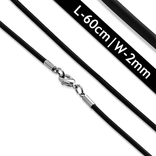 Sort Gummisnor 2mm 60cm
