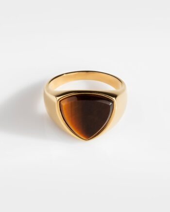 Tigereye Polygon Signet Ring  Guld  Herre Northern Legacy