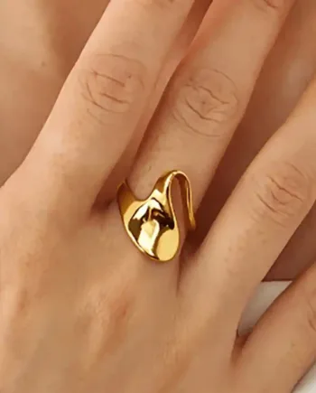 Wave Shine Ring   Forgyldt Ring   ædelstål Med Bølgende Form